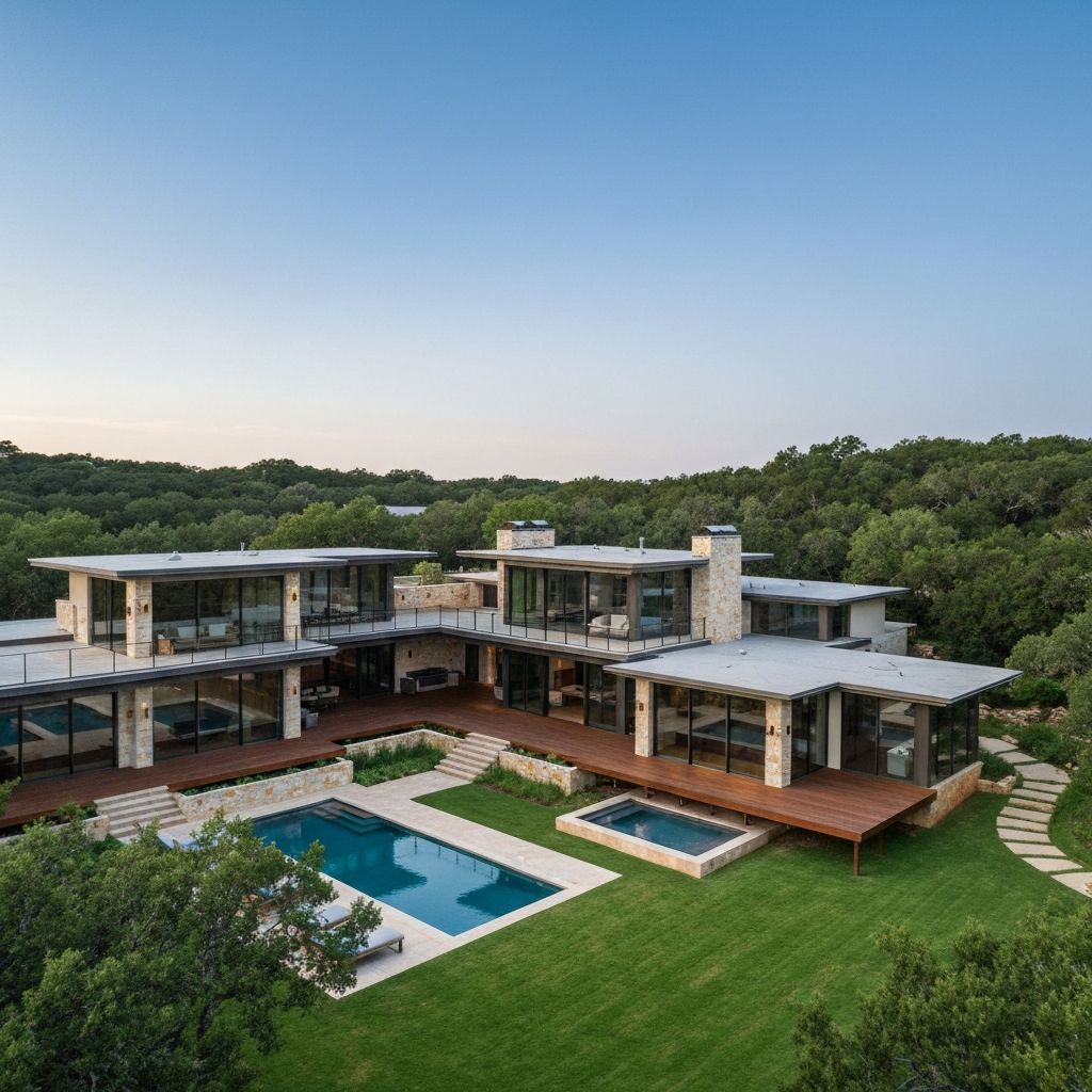 Luxury estate in Barton Creek featuring modern architecture and expansive outdoor living
